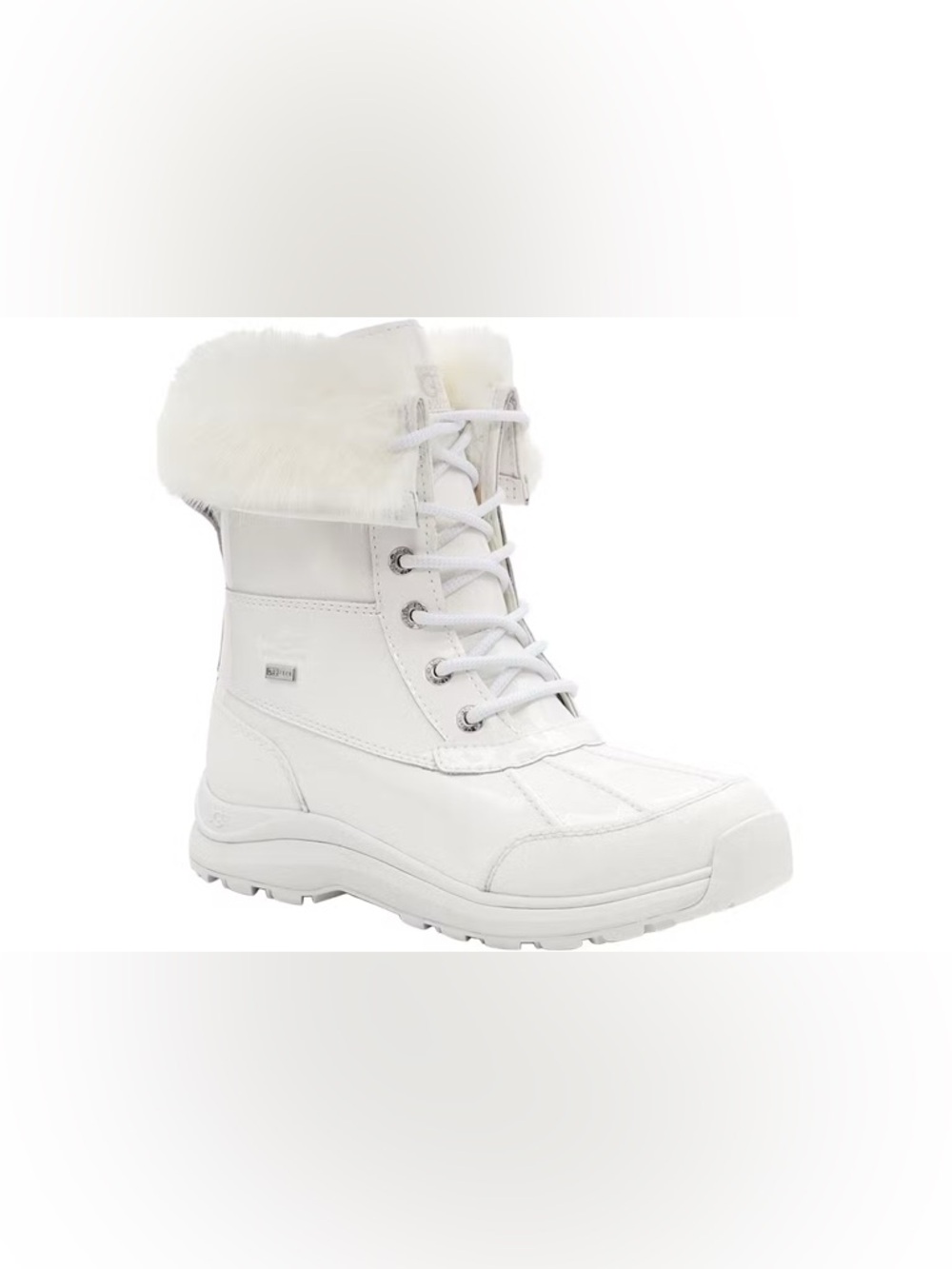 UGG Adirondack lll Patent Boot in All White Lace-Up Winter Ankle Boots | Size 6